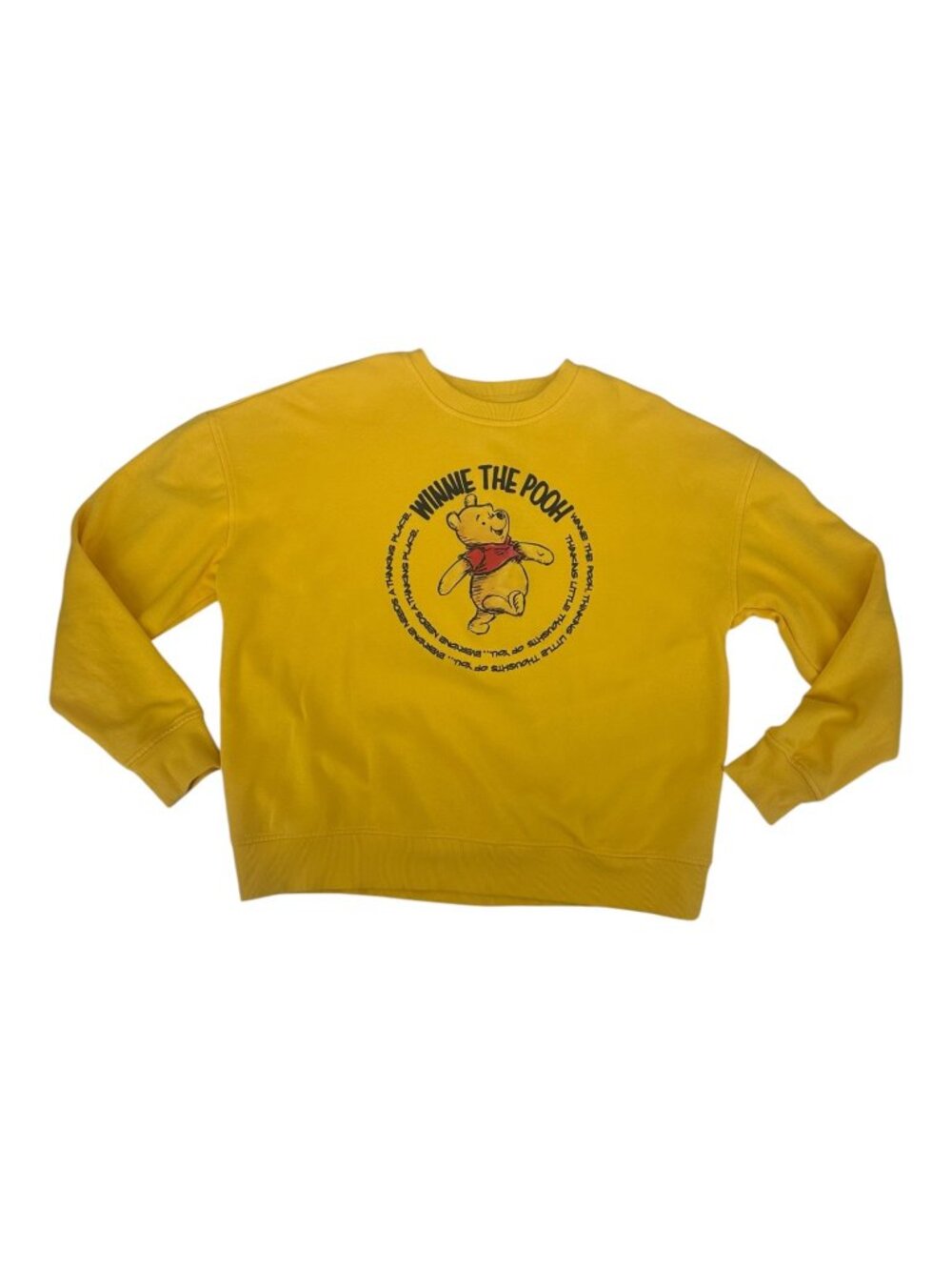 Disney Sweatshirt Unisex Medium Yellow Winnie Pooh Graphic Crewneck Retro Y2K - Picture 3 of 9